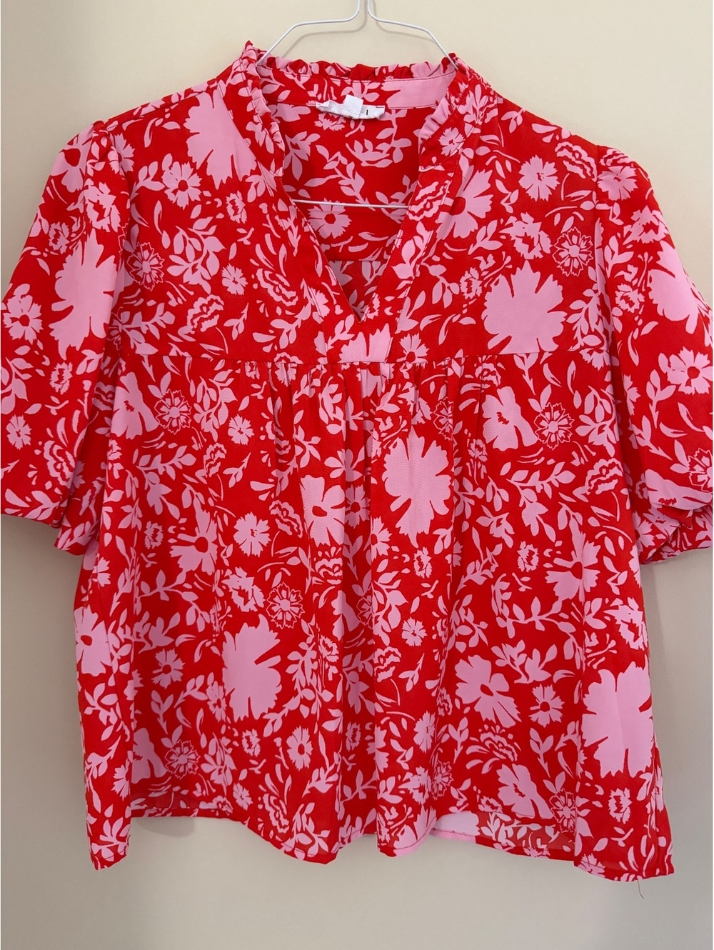L lightweight blouse, THML, pink/red